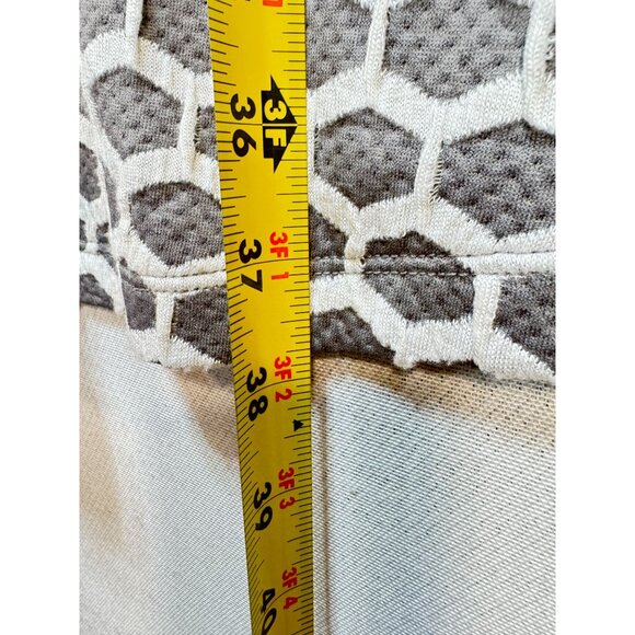 Pixley Women's Textured A-Line Midi Dress Size M Gray White Geometric Sleeveless - Picture 8 of 12